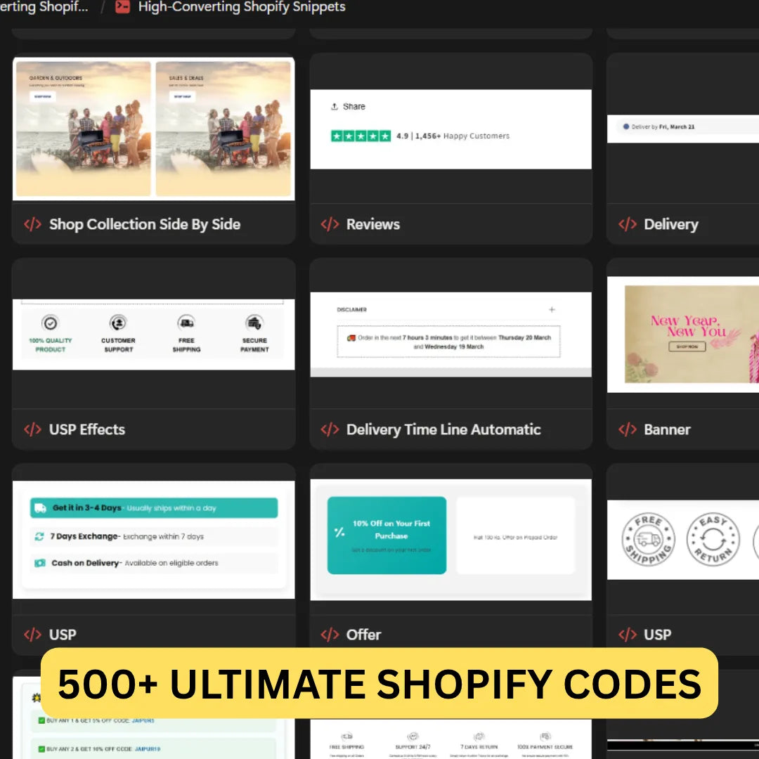 500+ Shopify Ultimate Liquid Code Snippets